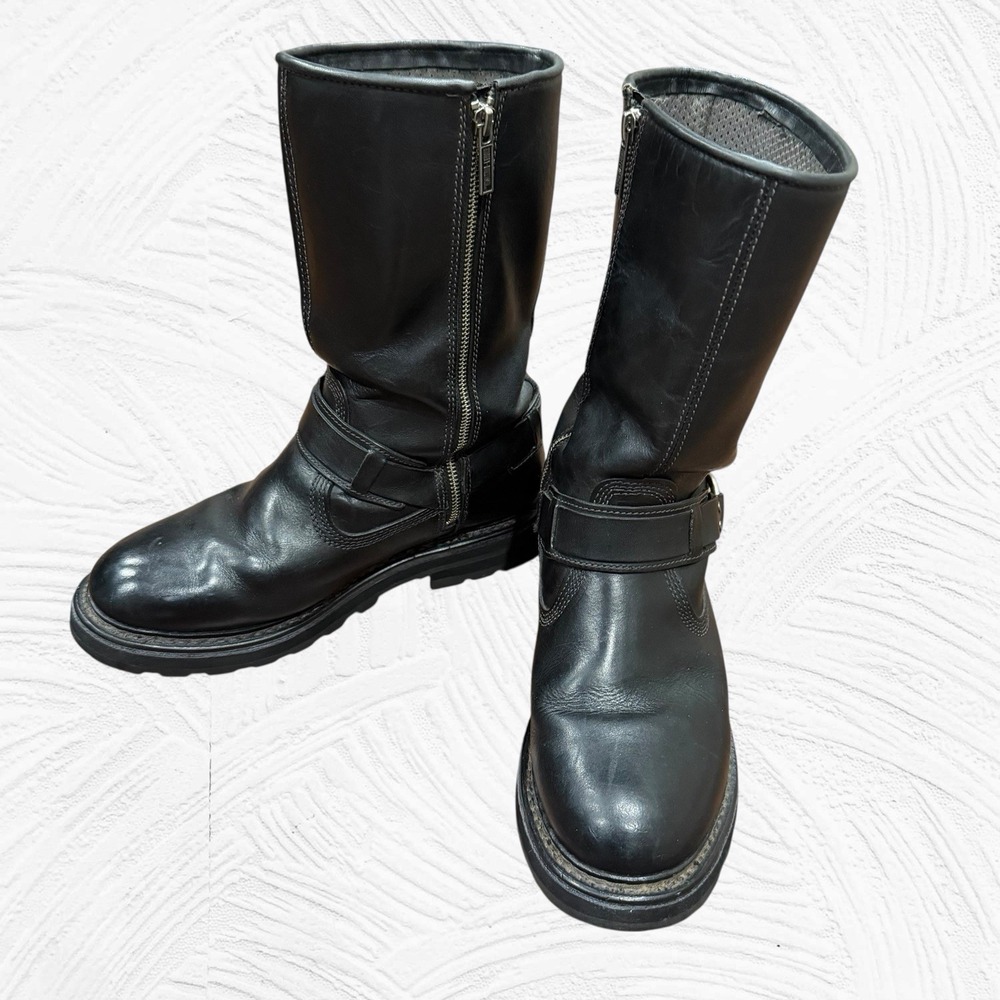 Harley Davidson Stratus 95143 Men's 10 Black Leather Harness Motorcycle Boots